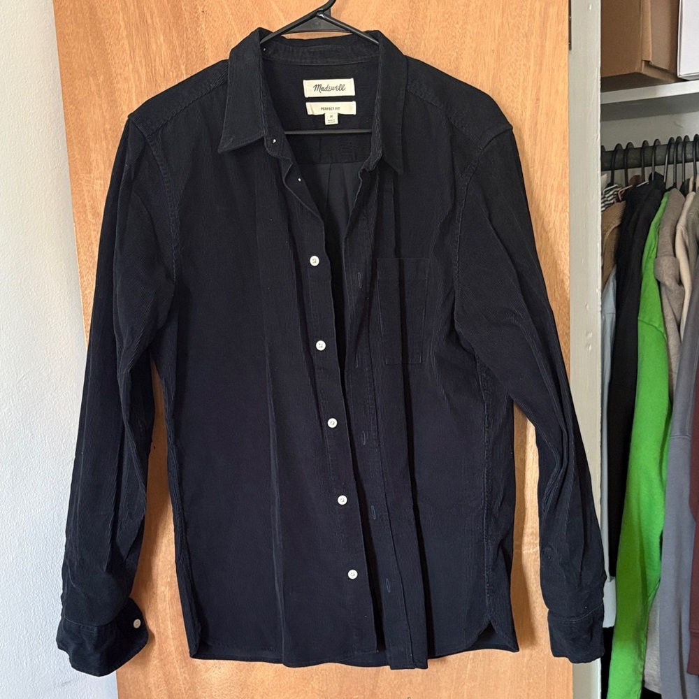 Madewell Cordorot Midnight Black Long Sleeve Shirt